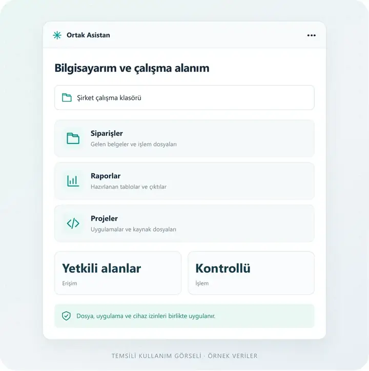 Dosyalar ve araçlar elinizin altında – temsili kullanım ekranı