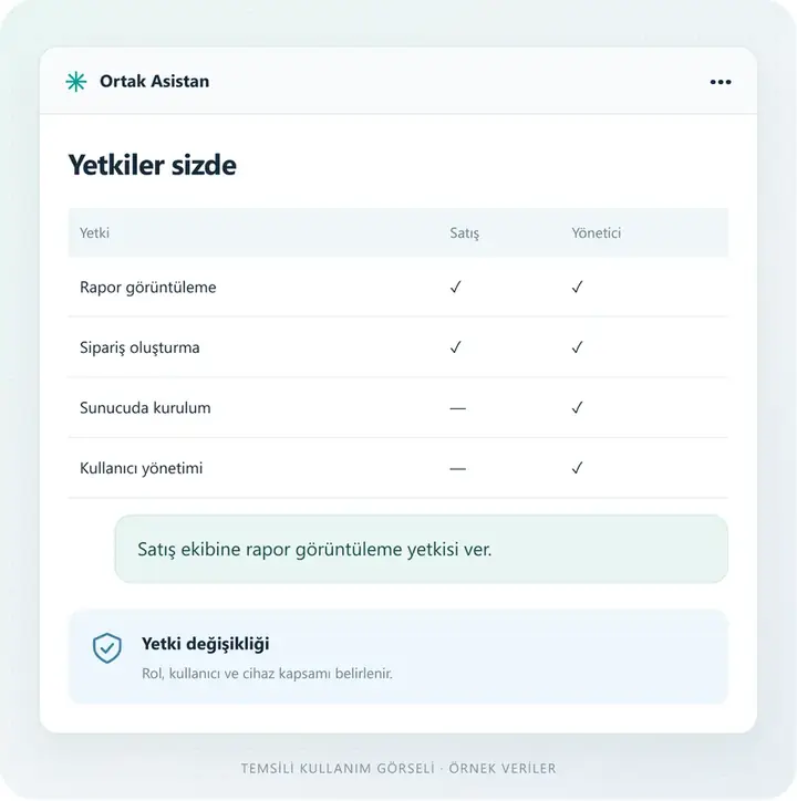 Yetkiyi siz belirlersiniz – temsili kullanım ekranı